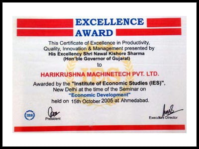 Excellence Award - - Harikrushna Machinetech Pvt. Ltd.