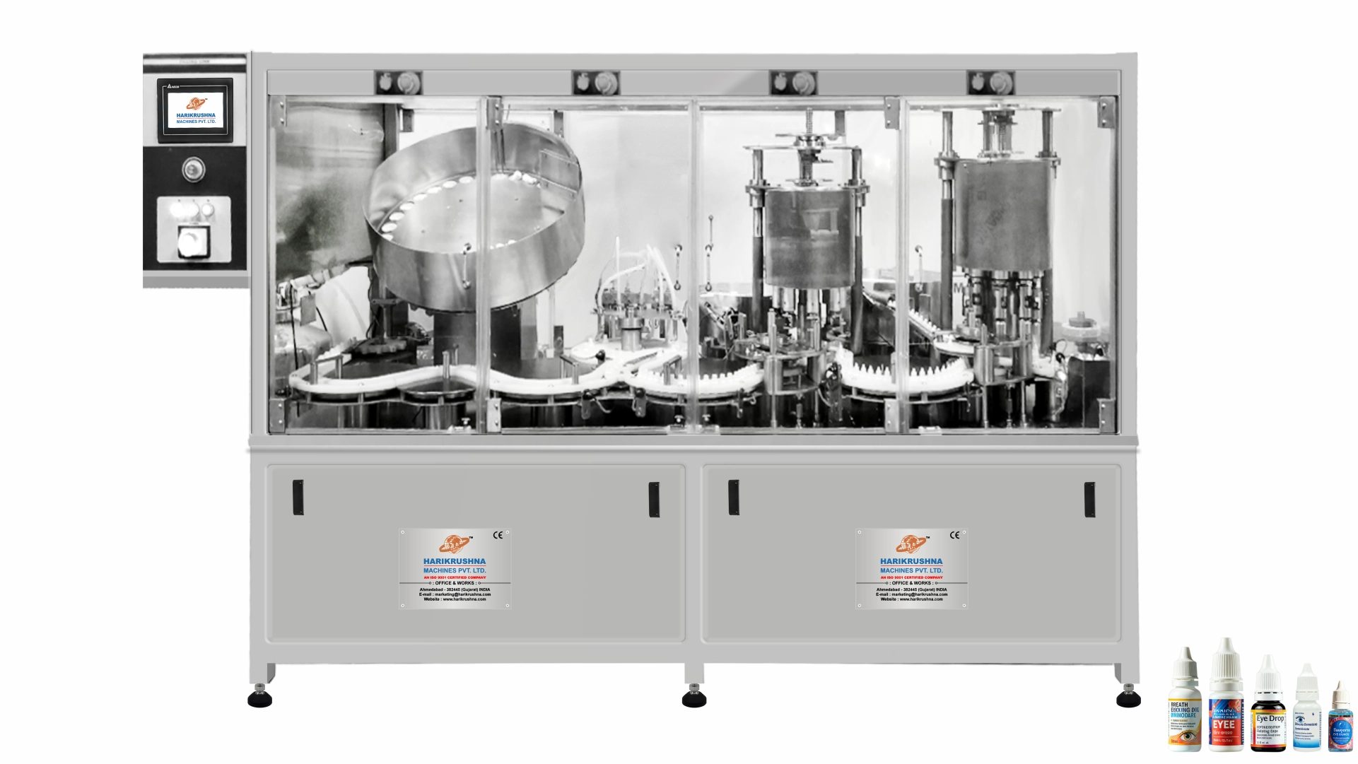 Automatic 3-Piece Eye/Ear Drop Filling, Plugging and Capping Machine