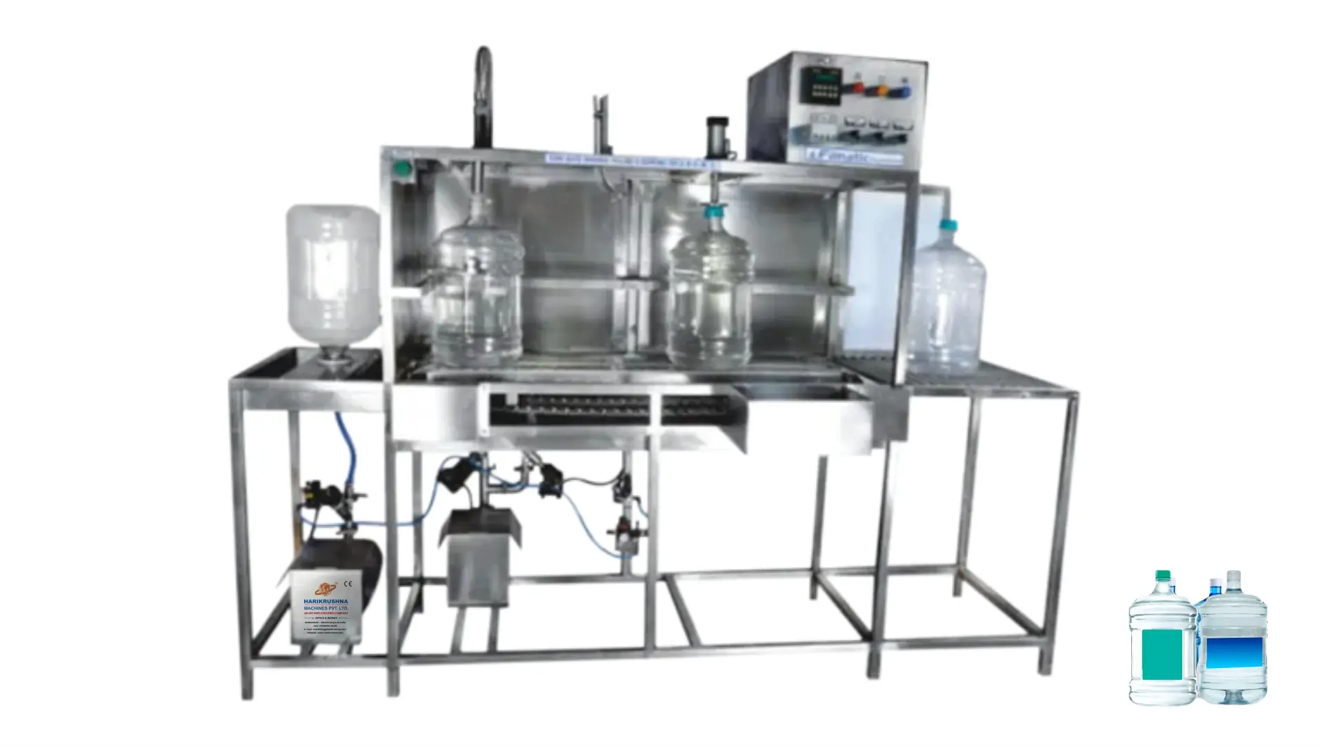 Semi-Automatic 20-Liter Jar Washing, Filling and Capping Machine